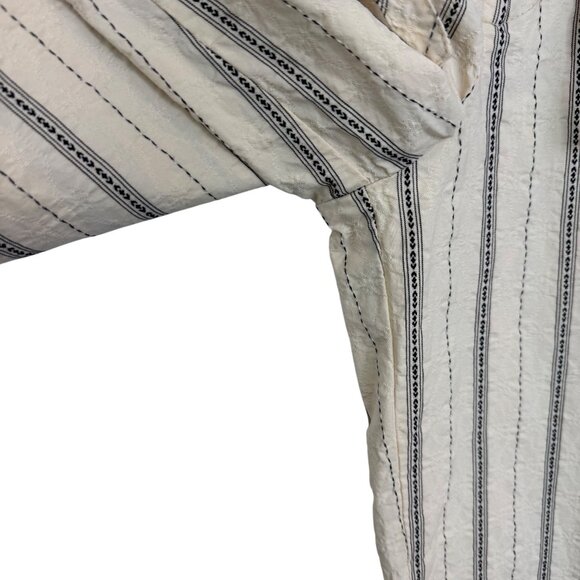 Burning Torch Cream Black Striped Wide Leg Hi-Waist Culottes Pants Women's sz8 - Picture 6 of 10